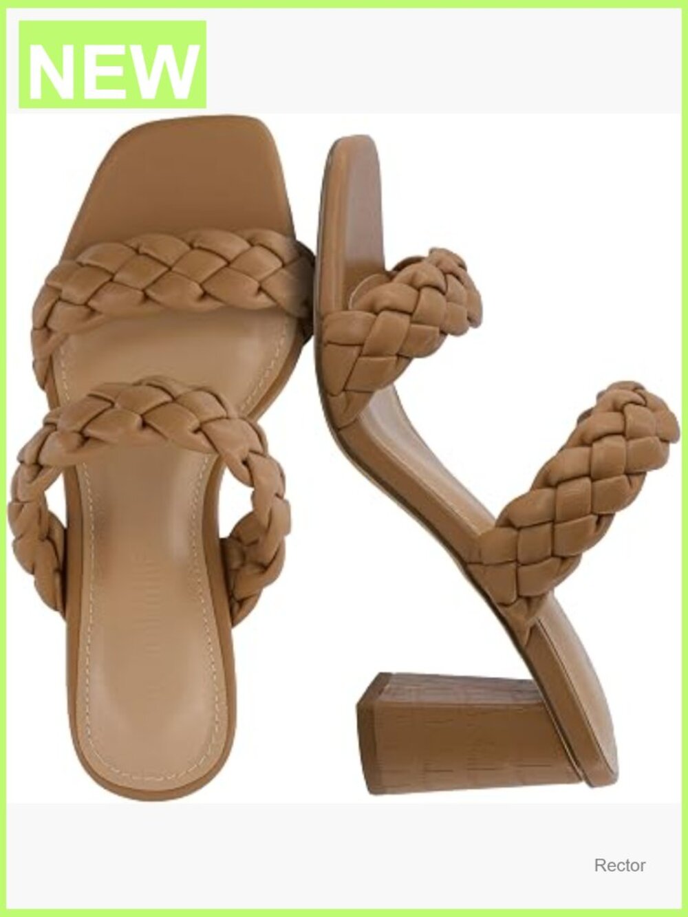 Braided Block Heel Sandals Square Toe Memory Foam Chunky Heels